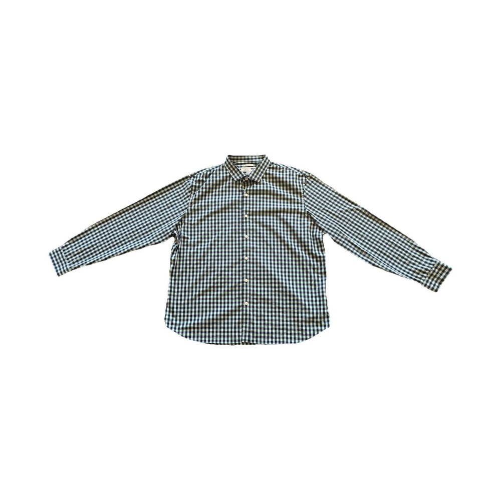 Old Navy Signature Shirt Men's XXL Blue Green Check Button Up